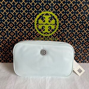Tory Burch Virginia Nylon Belt Bag Crossbody Bag Ice Blue Silver Baby Blue Light
